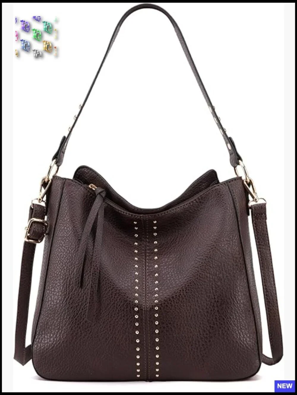 Chic Hobo Crossbody Bag Faux Leather Triple Compartment Convertible Strap